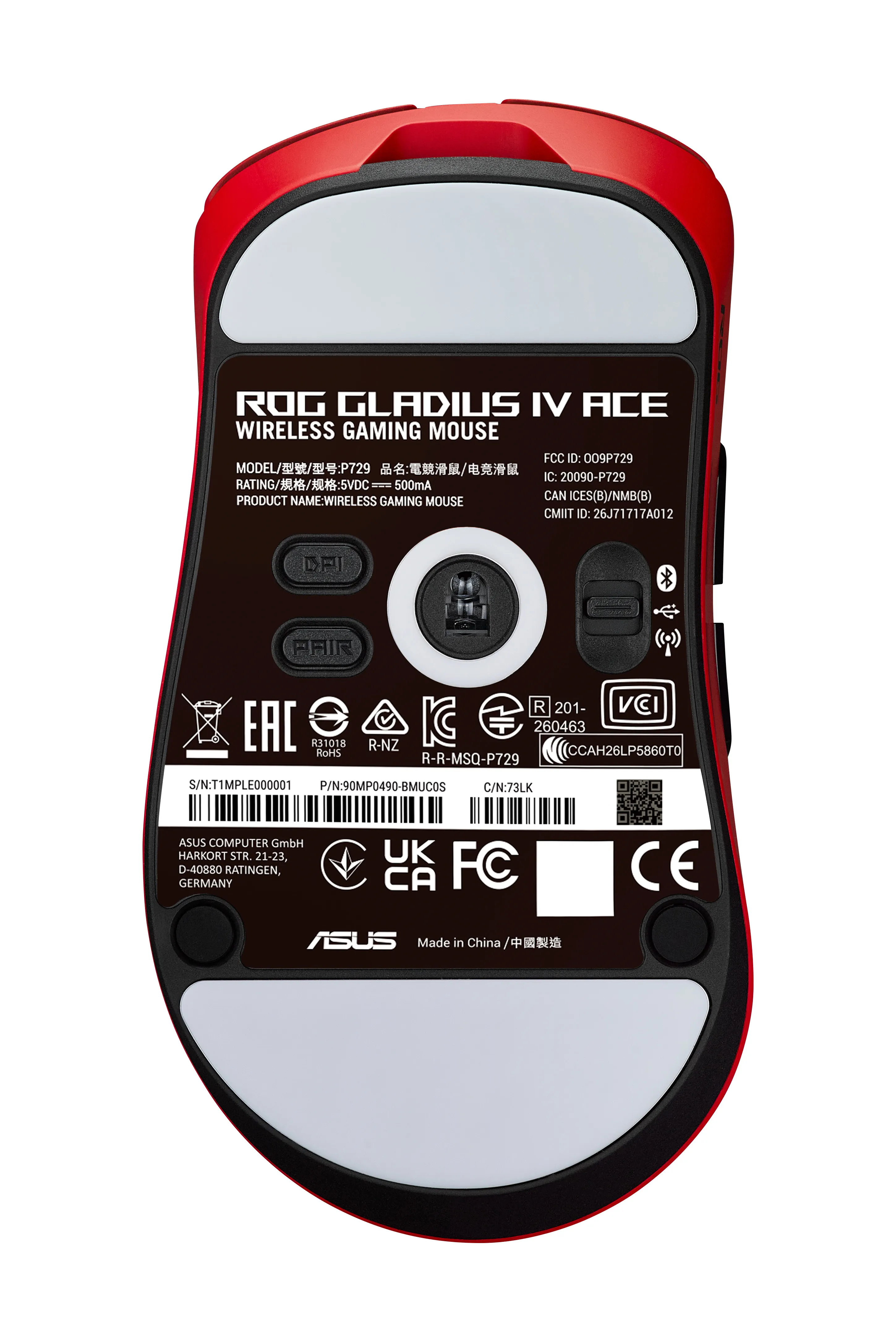 ASUS ROG Gladius IV Ace Wireless Gaming Mouse, Lava Red