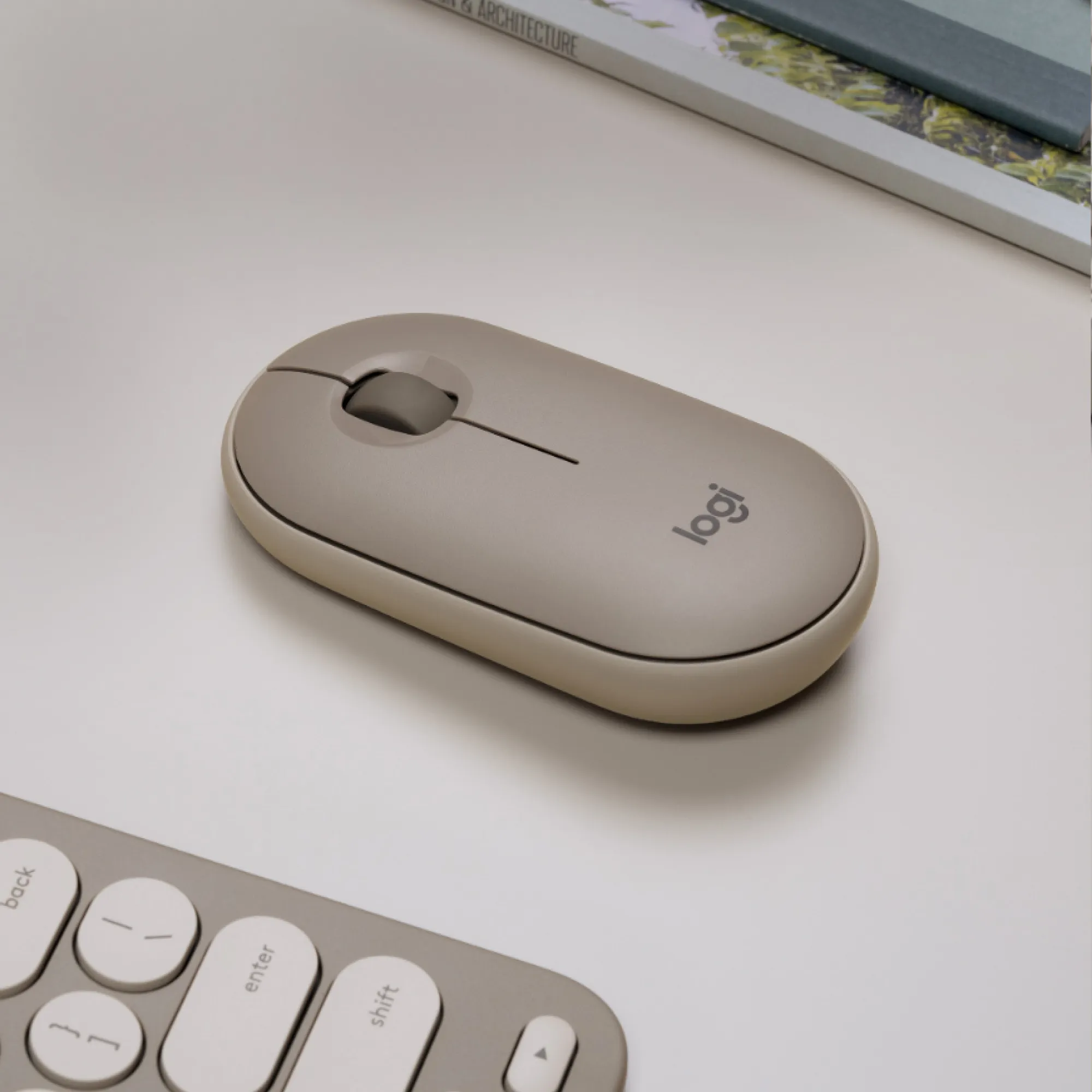 Logitech Pebble M350 tr&aring;dl&ouml;s mus, sand