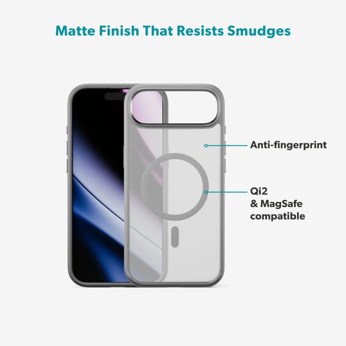Epico HeroMatte Pro Mag+ Case iPhone Air Qi2  &amp;  MagSafe Compatible, Grey