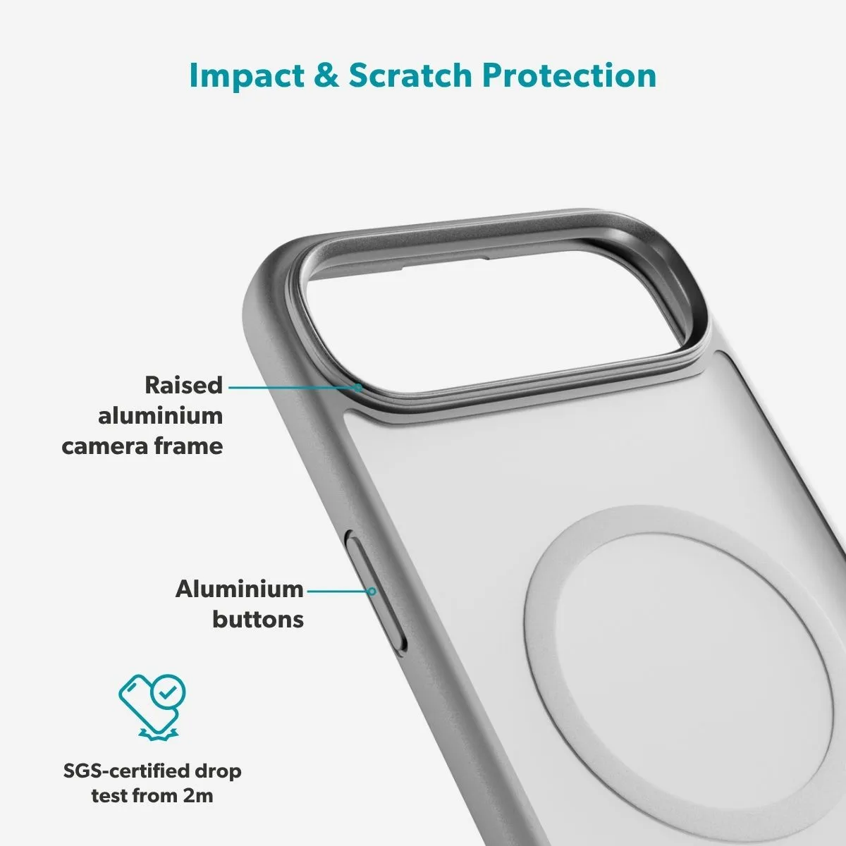 Epico HeroMatte Pro Mag+ Case iPhone Air Qi2  &amp;  MagSafe Compatible, Grey