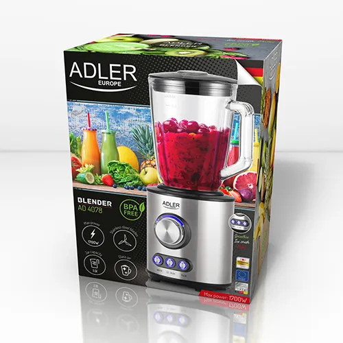 Adler AD 4078 1700 W 1,5 l -tehosekoitin, musta, ter&auml;s, l&auml;pin&auml;kyv&auml;