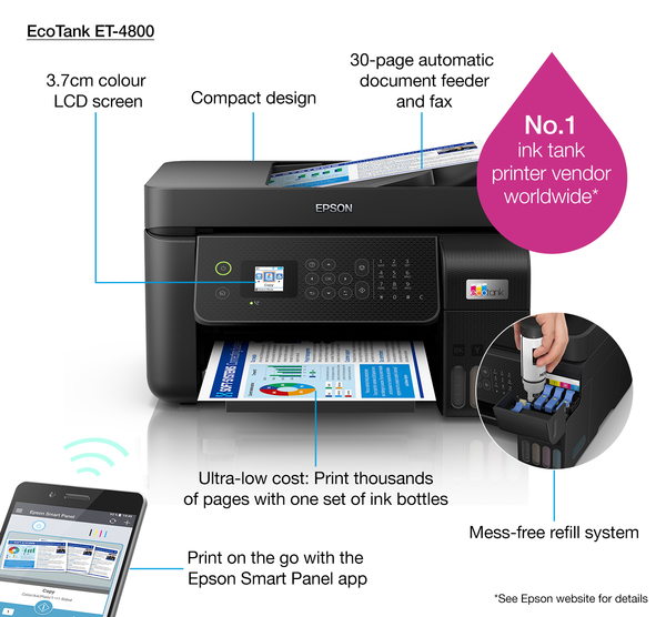 Epson EcoTank ET-4800 A4 - allt-i-ett färgbläckstråleskrivare