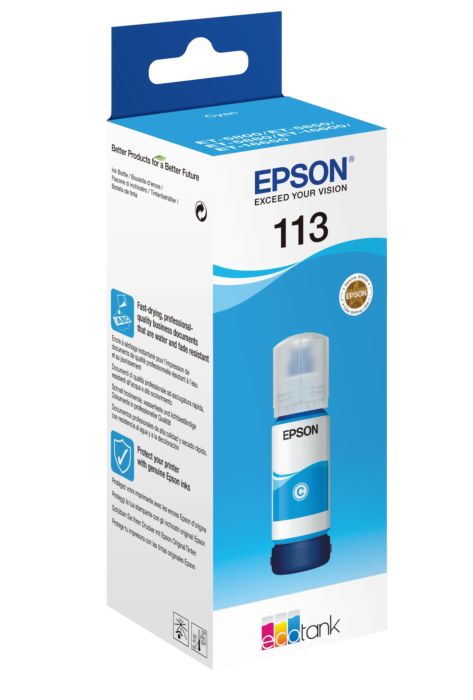 Epson 113 EcoTank bl&auml;ckflaska, 70 ml, cyan