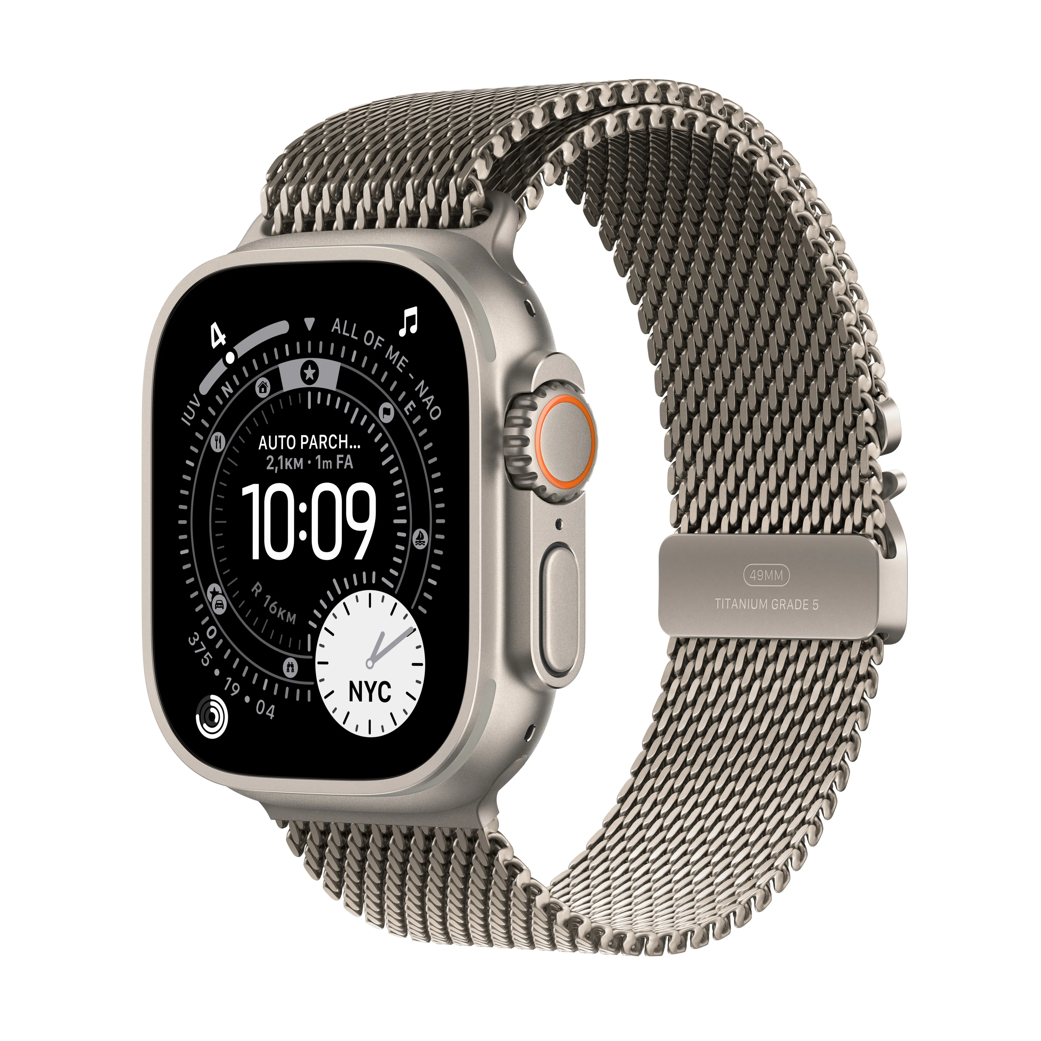 Apple Watch Ultra 3 49mm luonnonvaalea titaanikuori ja luonnontitaaninen milanolaisranneke (keskikokoinen)