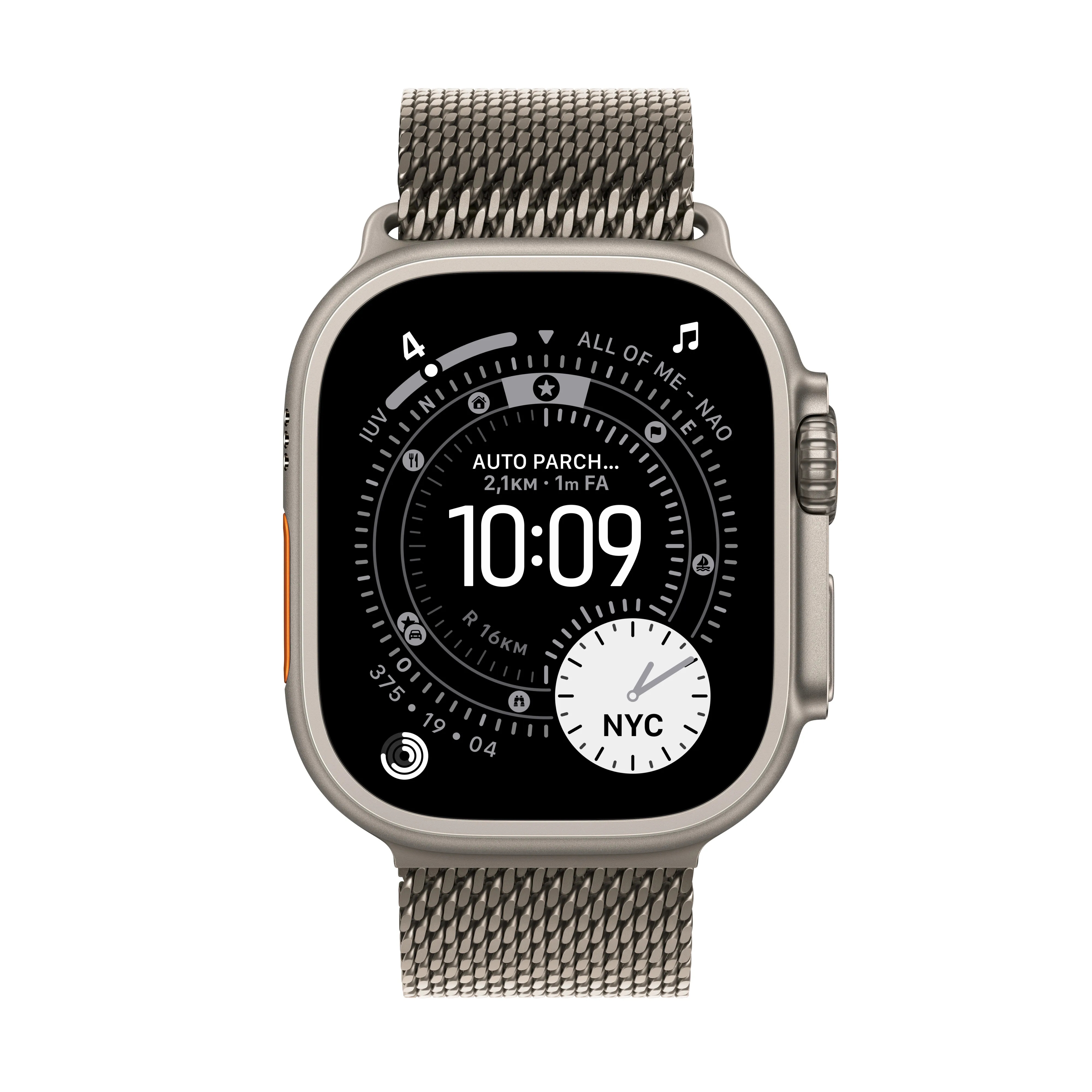 Apple Watch Ultra 3 49mm luonnonvaalea titaanikuori ja luonnontitaaninen milanolaisranneke (keskikokoinen)