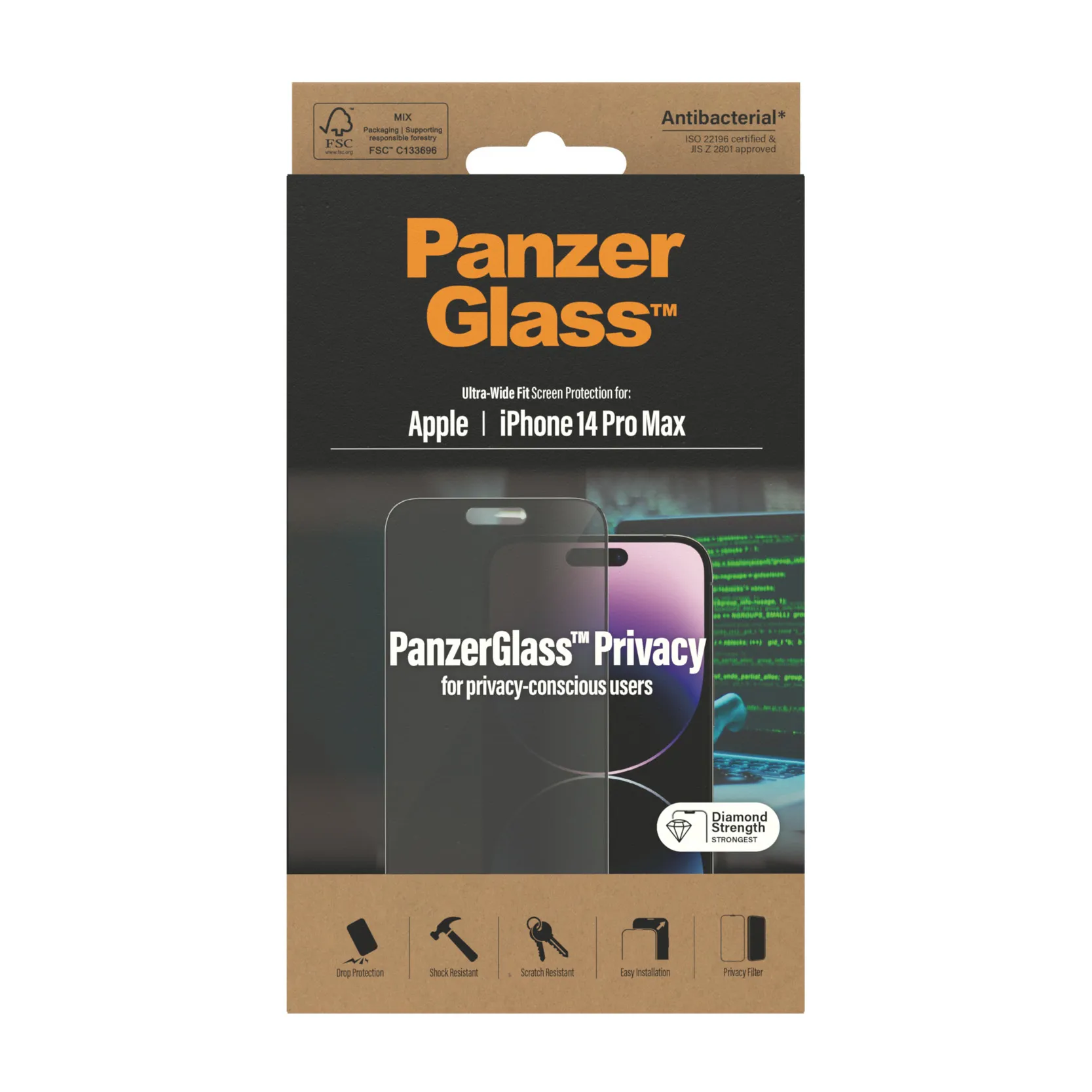 PanzerGlass Ultra-Wide Fit, Privacy, iPhone 14 Pro Max - Screen Glass