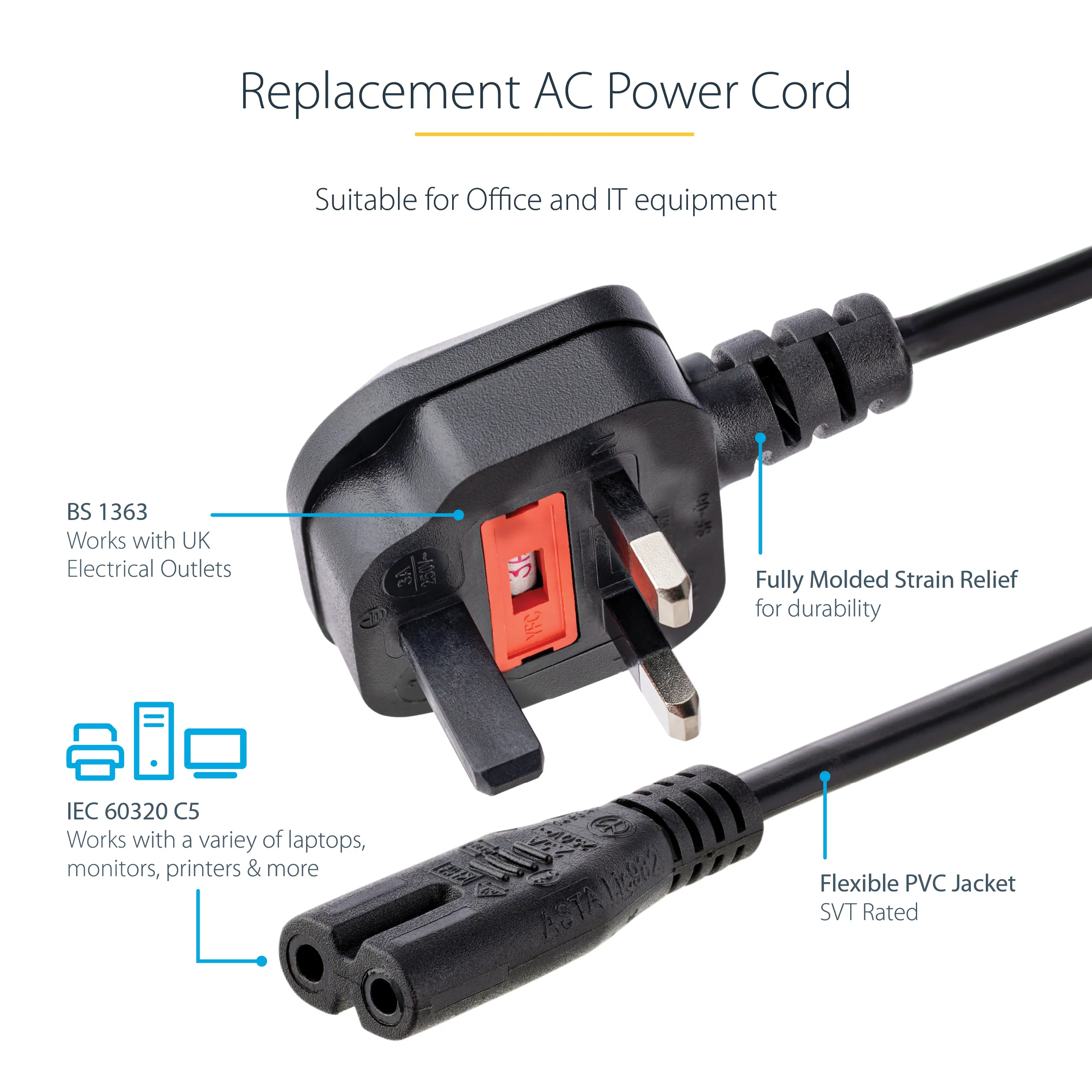 1M UK PLUG TO C7 POWER CORD