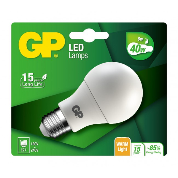 GP LED CLASSIC,  6W-40W LED-Lampa 1-Pack, E27