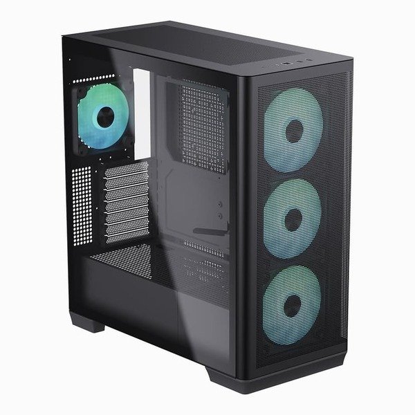 Aerocool APNX C1-BK-V1 ARGB Midi-Tower Case with RGB lighting, Black