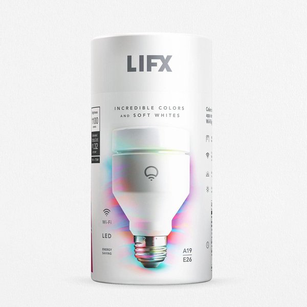 LIFX - LED-lamppu - muoto: A19 - B22 - 11 W (samanlainen 75 W) - luokka A+ - 16 miljoonaa v&auml;ri&auml; - 2500-9000 K - helmenvalkoinen