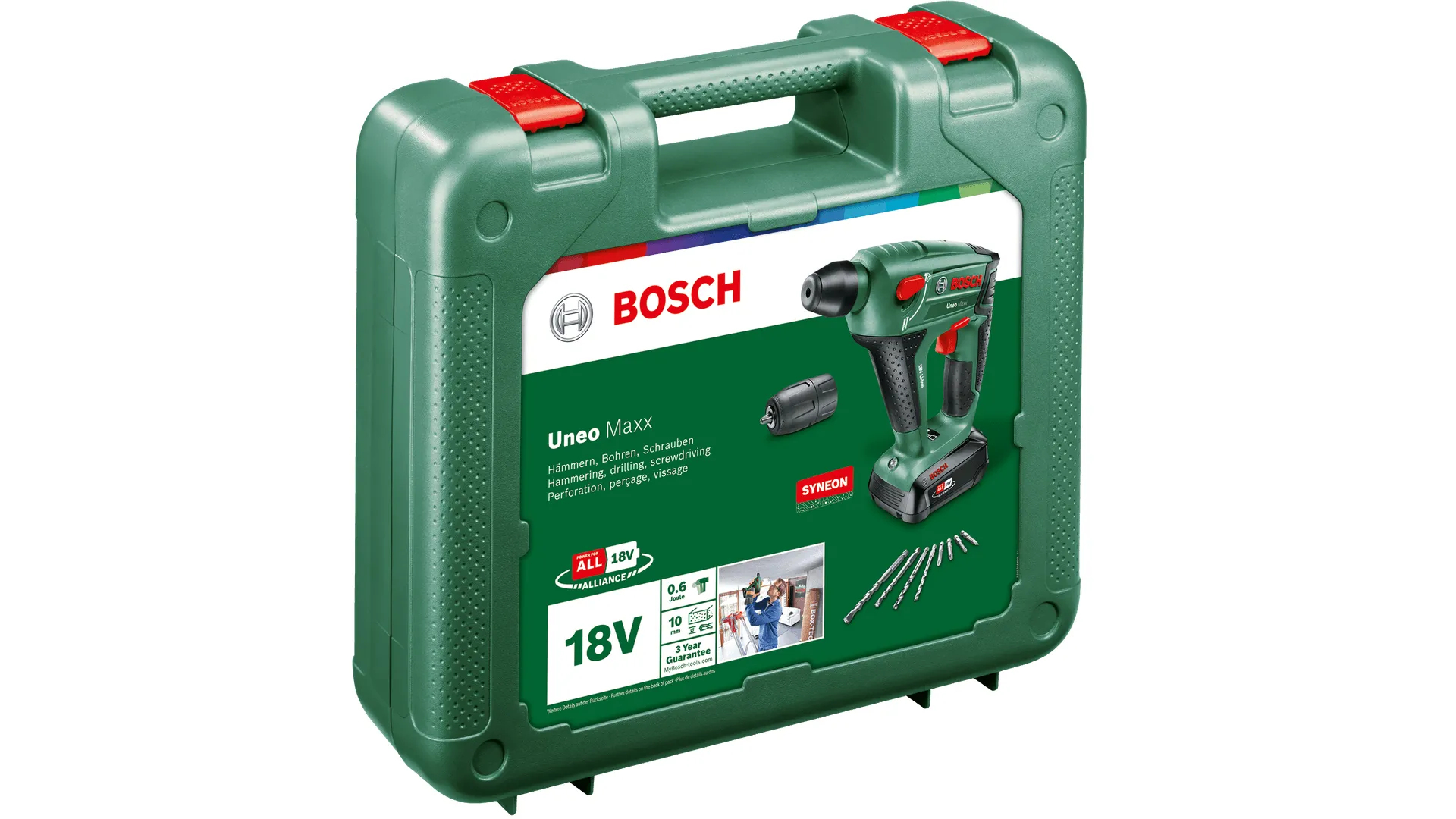 Bosch Cordless Hammer Drill Uneo Maxx, 18V (green/black, Li-Ion battery 2.5Ah, in case)