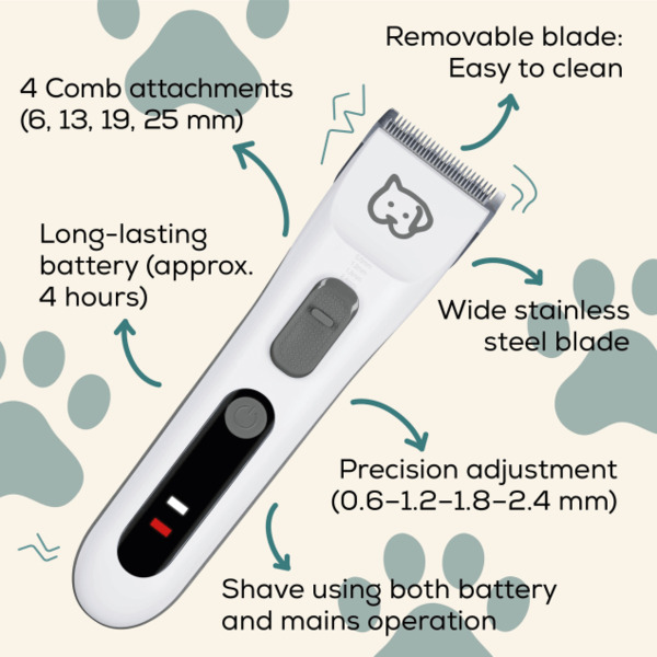 Beurer PP110 Fluffy Pet Clipper, White/Blue