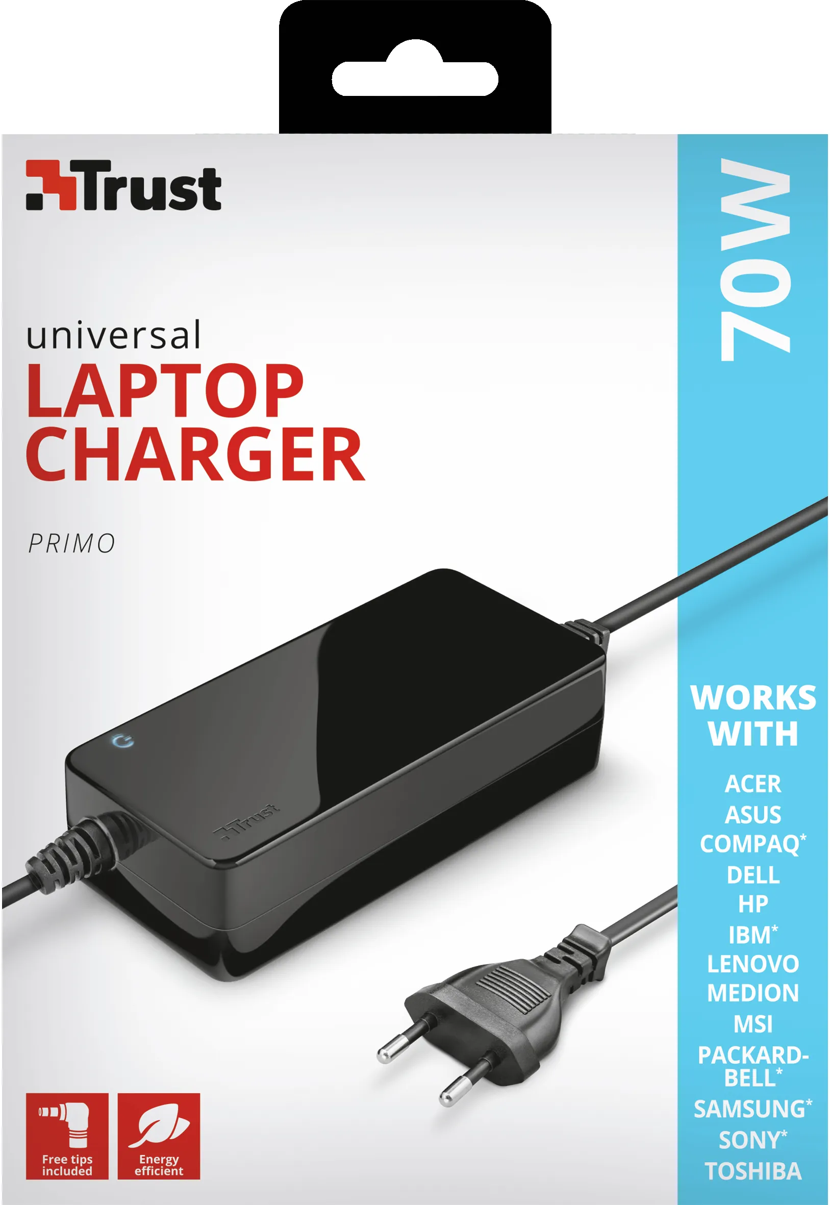 TRUST PRIMO 70W LAPTOP CHARGER -BLK