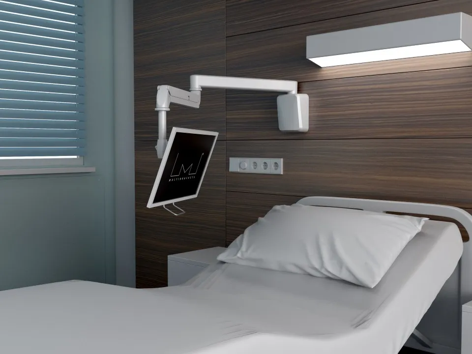 Multibrackets M VESA Full Motion Medical Arm Wall Mount, for 1 monitor, 15-27", full-motion, 3kg, White