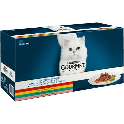 Purina Nestle Gourmet Perle Mini Fillets Assortment, V&aring;tfoder f&ouml;r katt, Adult, 60 x 85 g