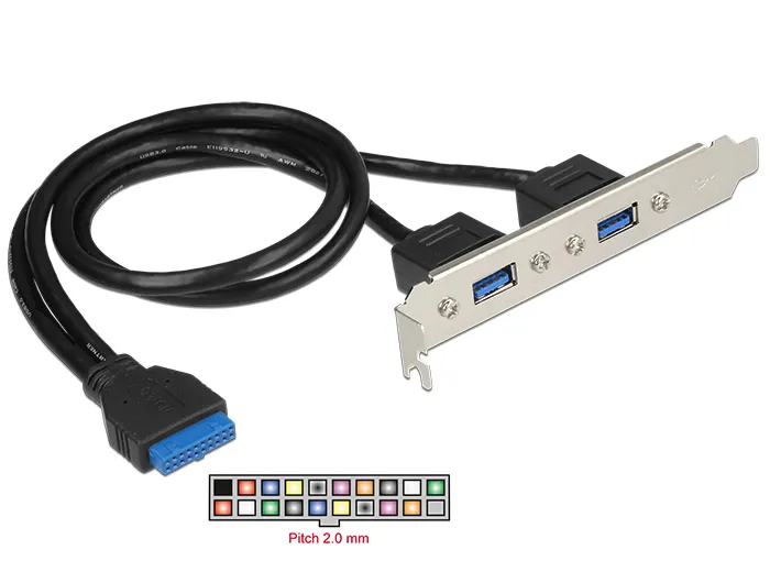 Delock Slot bracket 1 x 19 pin USB 3.0 pin header female internal > 2