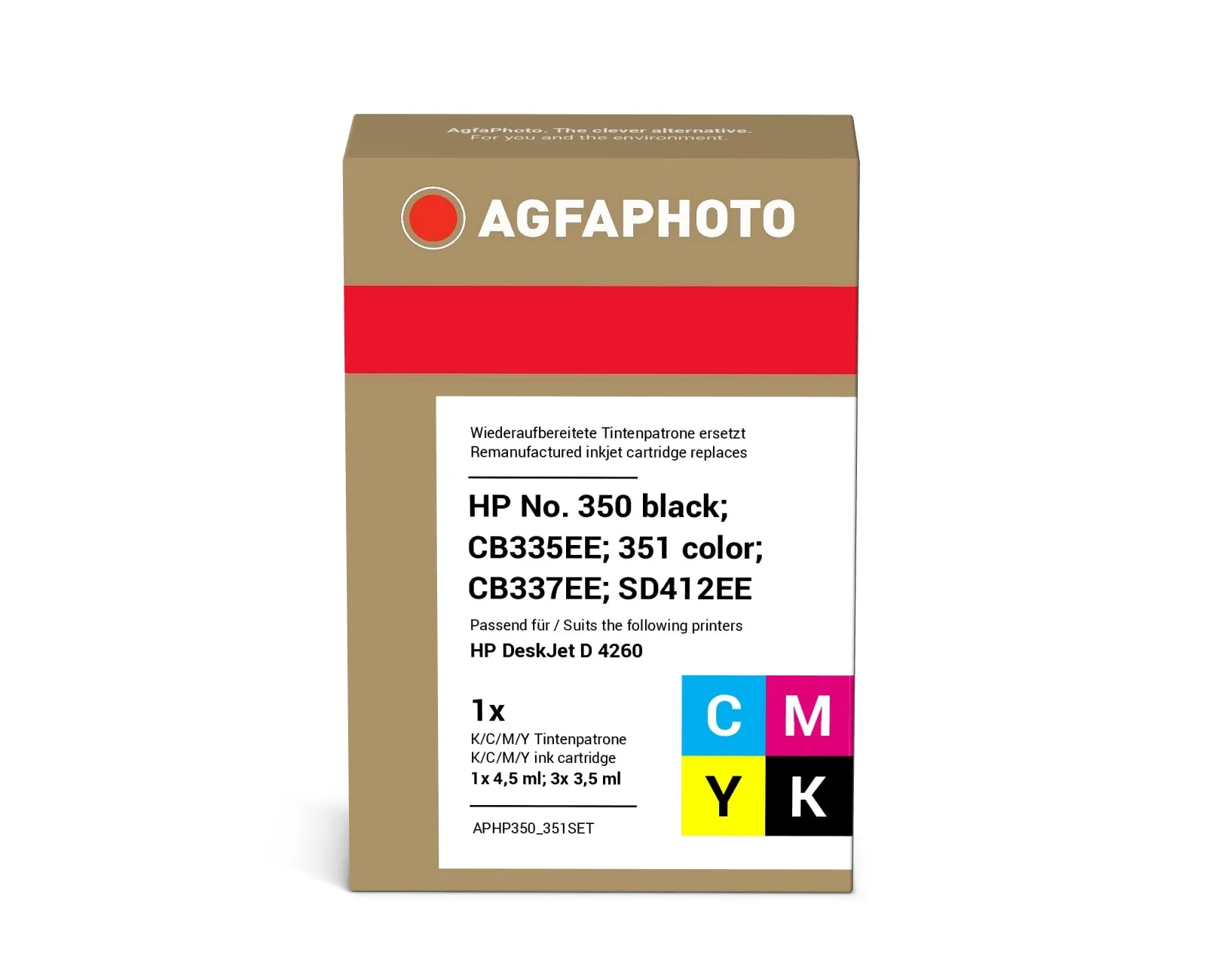 AgfaPhoto APHP350_351SET -mustekasettipakkaus, musta/v&auml;ri, 2 kpl
