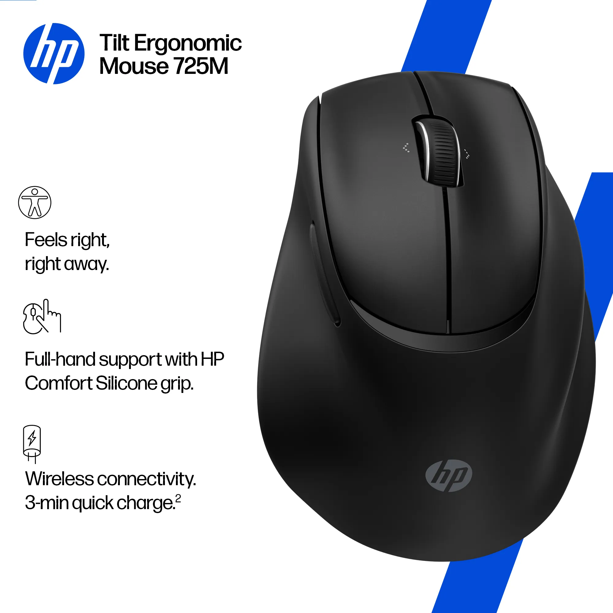 HP Tilt 725M -langaton ergonominen hiiri, musta