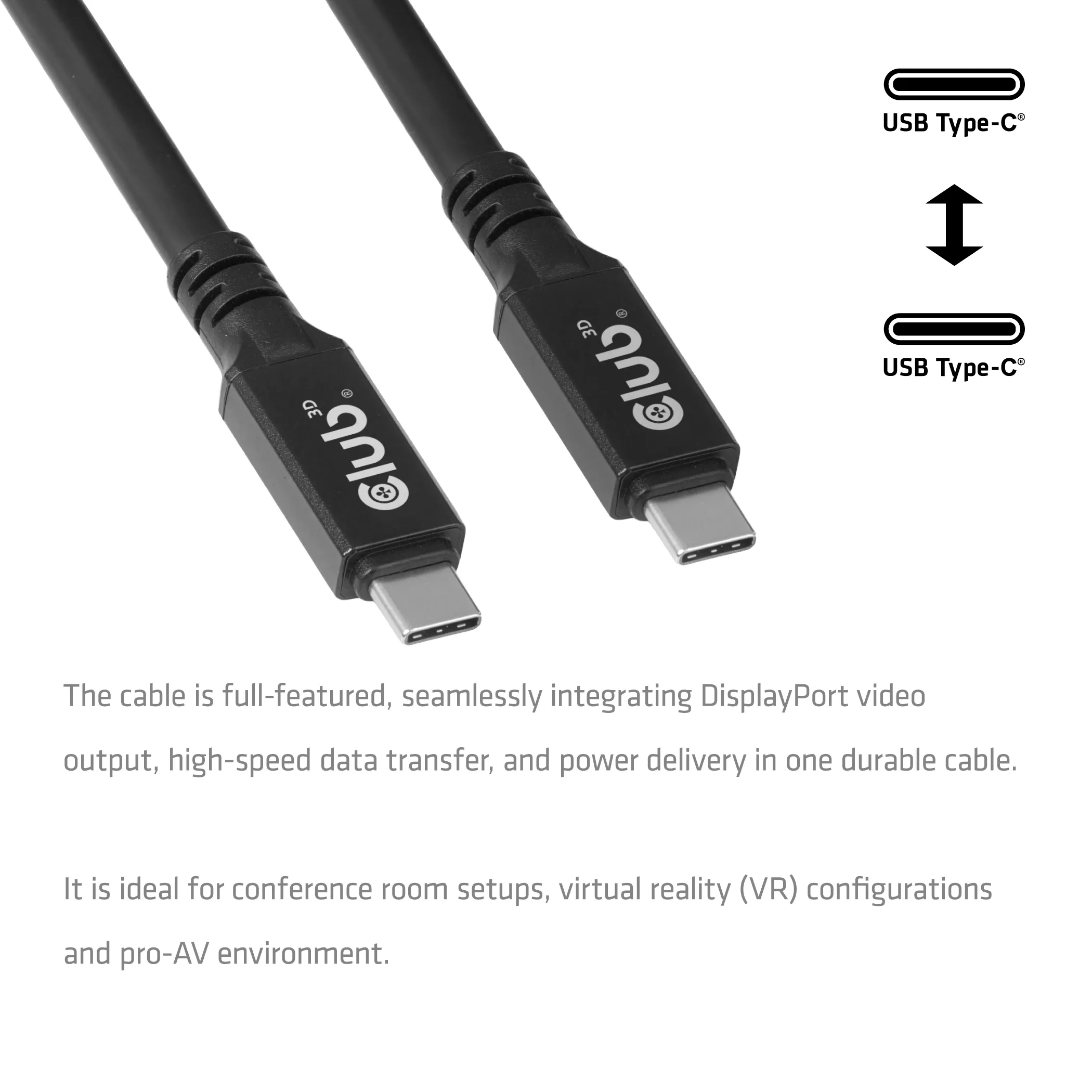 Club 3D CAC-2509 USB-C cable, 100W, 9 m, Black