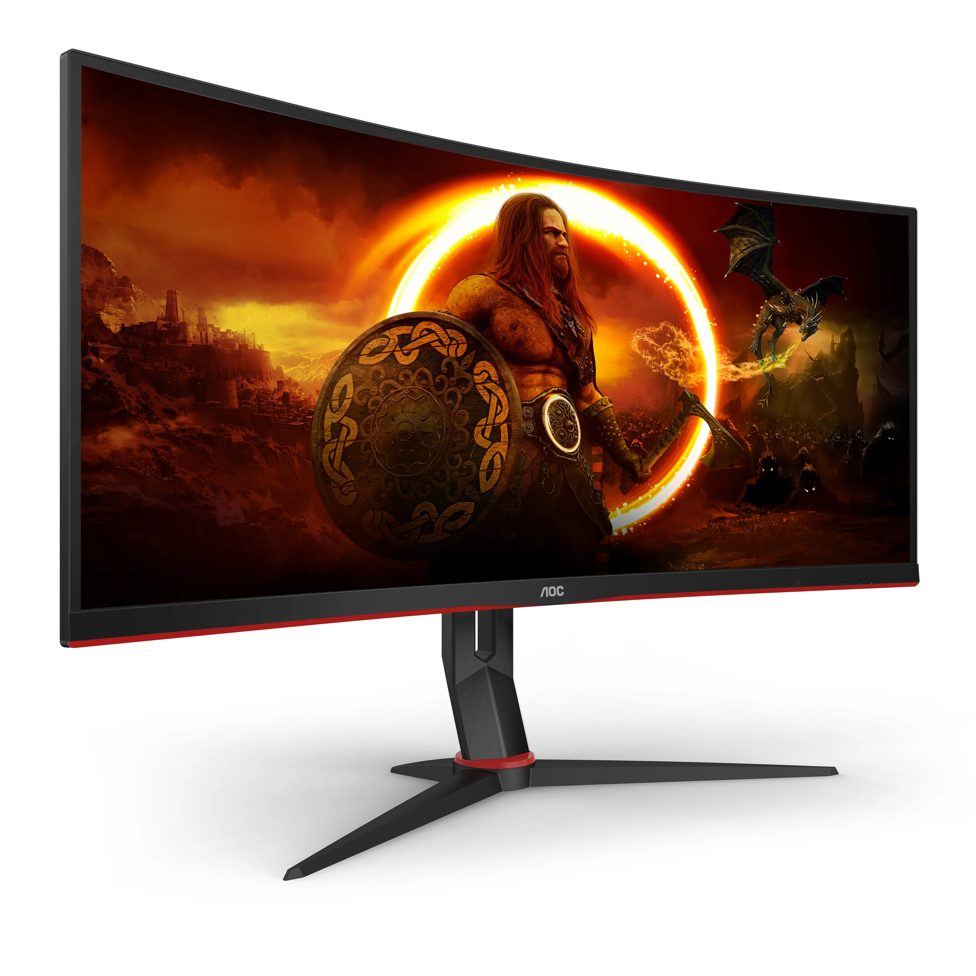 AOC 34&quot; CU34G2X/BK, UWQHD, 1ms, 144 Hz, FreeSync, VA - curved spelsk&auml;rm