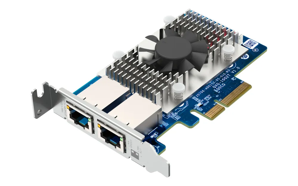 QNAP Dual-port BASET 10GbE network expansion card low-profile form factor PCIe Gen3 x4 Aquantia AQC107