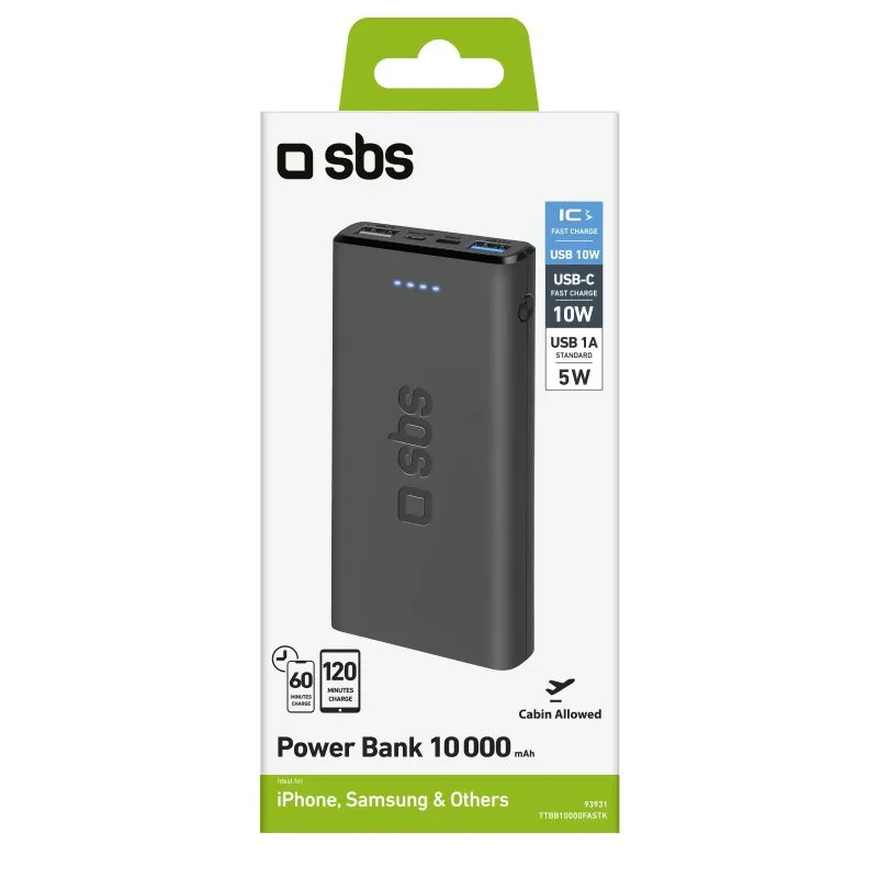 SBS TTBB10000FASTK 10000 mAh - powerbank, Black