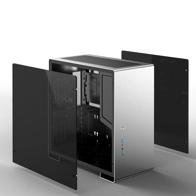 Jonsbo U5S, Tempered Glass - midi case, silver