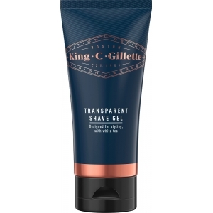 King C. Gillette- kirkas parranajogeeli valkoisella teell&auml; ja argan&ouml;ljyll&auml;, 150 ml.