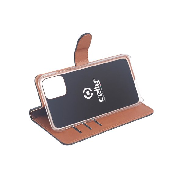 Celly Wally Case, iPhone 12 / 12 Pro - flipfodral, Svart