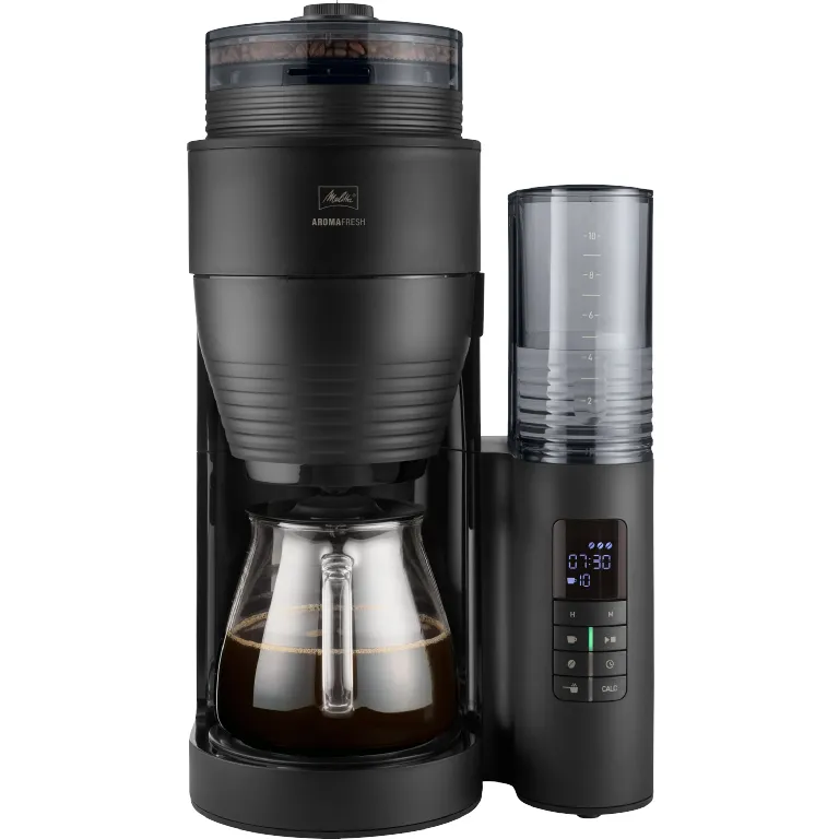 Melitta AromaFresh X 1030-06 10 koppar kaffebryggare med kaffekvarn, svart