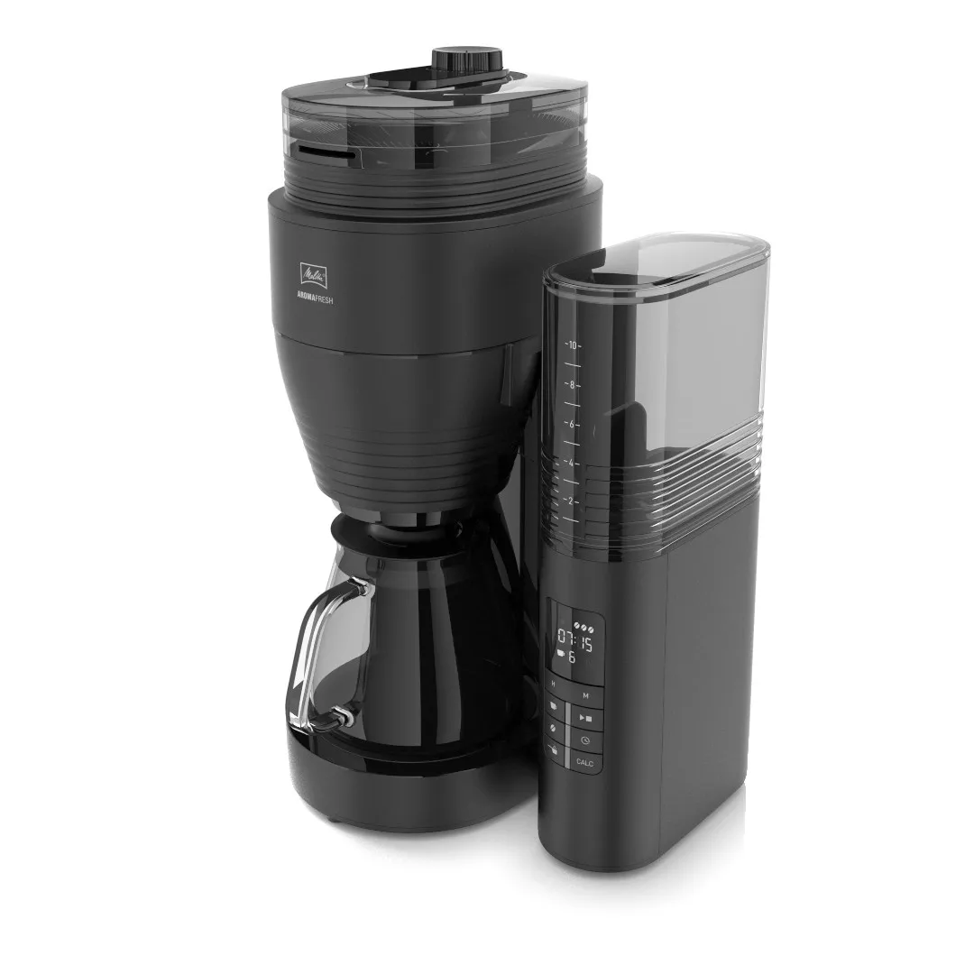 Melitta AromaFresh X 1030-06 10 koppar kaffebryggare med kaffekvarn, svart