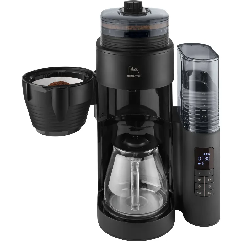 Melitta AromaFresh X 1030-06 10 koppar kaffebryggare med kaffekvarn, svart