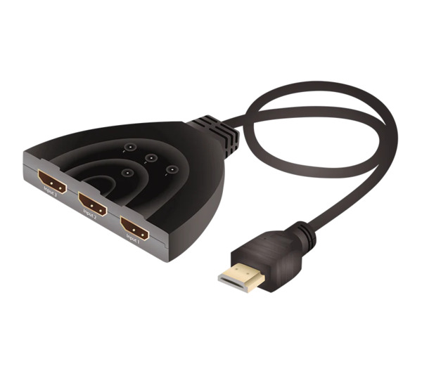 (Fyndhörnan) Qnect HDMI 3 in - 1 out 4K -HDMI - adapter, 10cm, Svart