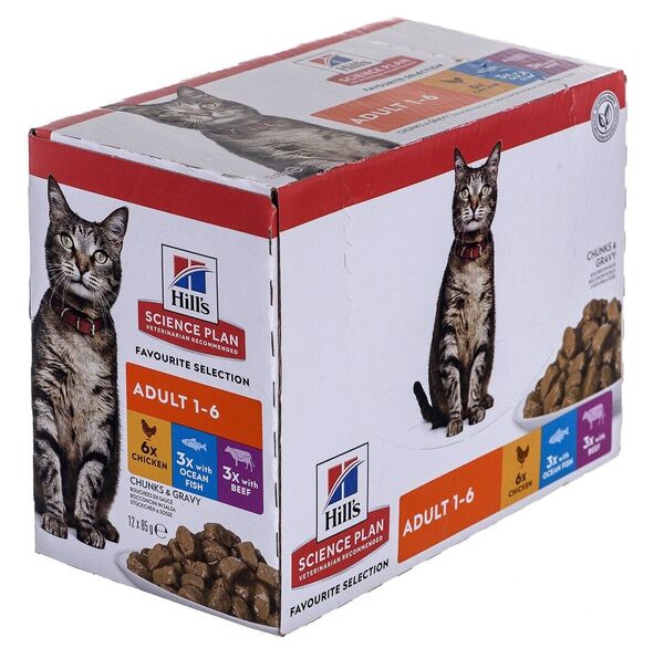 Hill's Feline Adult Multipack Classic, Wet food for cats, 12 x 85g