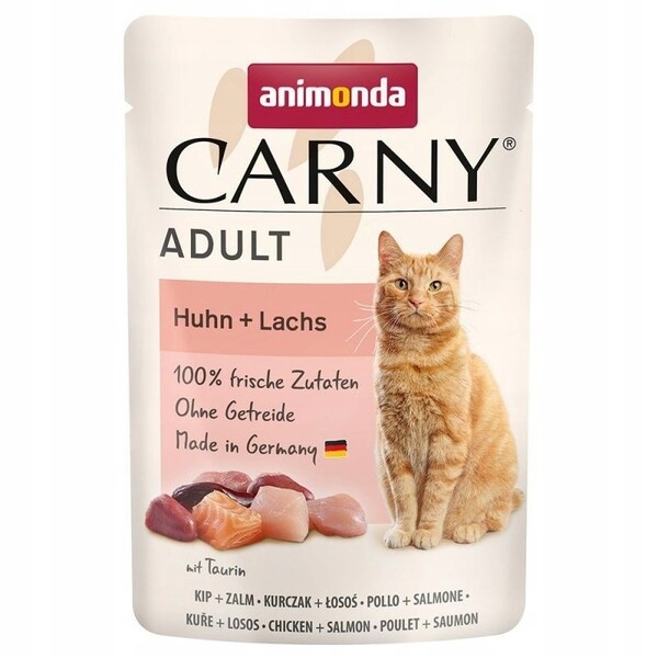 Animonda Carny Adult Chicken + Salmon, V&aring;tfoder f&ouml;r katt, 85 g