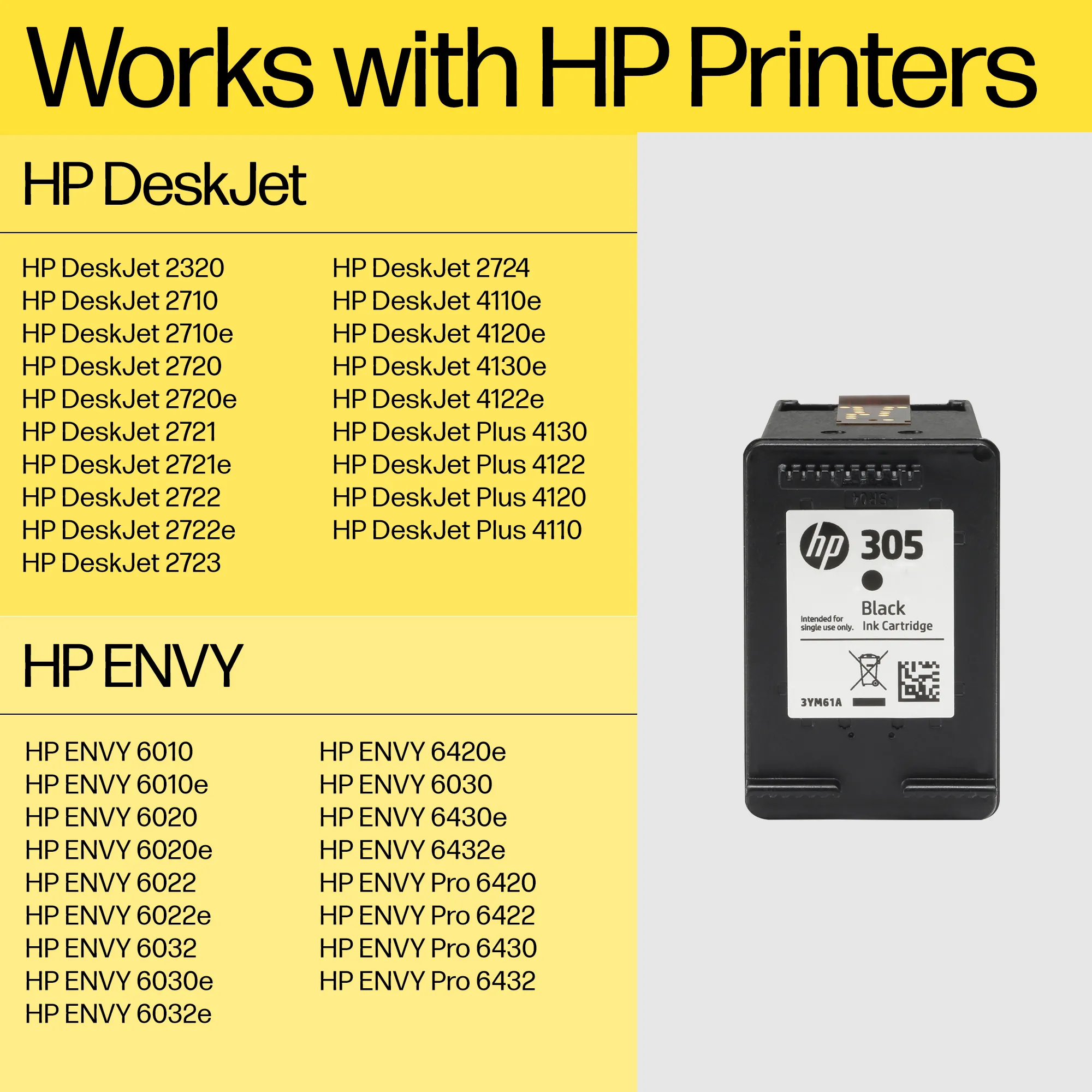 HP 305XL - 5 ml - Tuottoisa - v&auml;ri (sinivihre&auml;, sinipunainen, keltainen) - alkuper&auml;inen - mustepatruuna malleihin Deskjet 1255, 27XX, DeskJet Plus 41XX, Envy 60