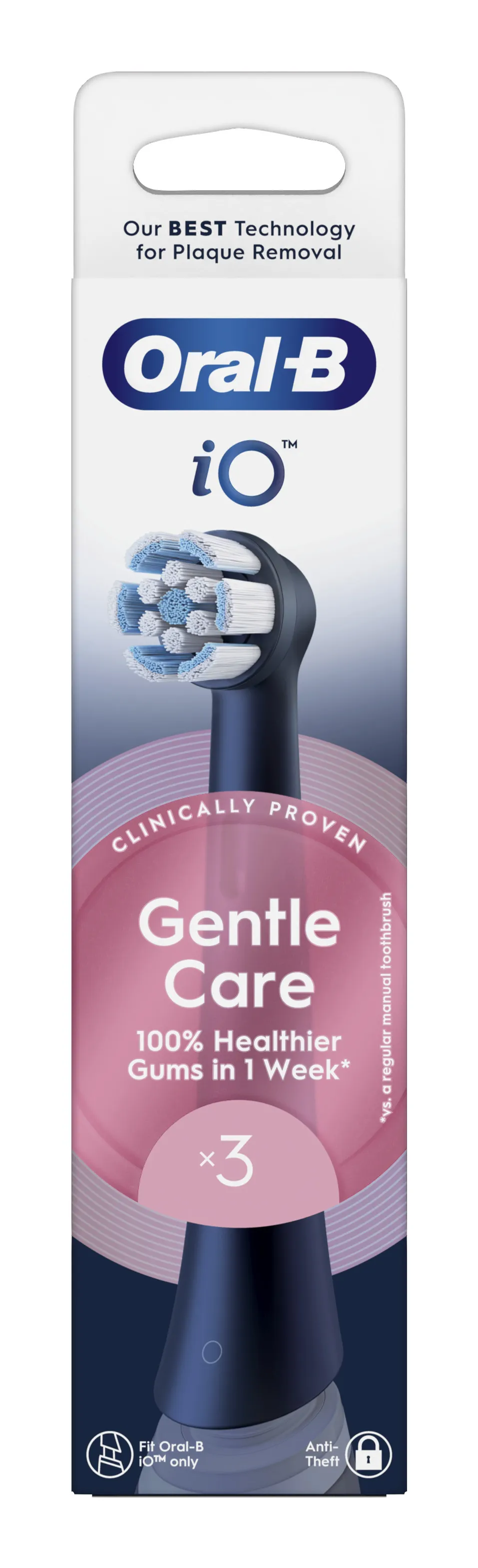 Oral-B iO Gentle Care 3 pcs Replacement Toothbrush Heads, Black