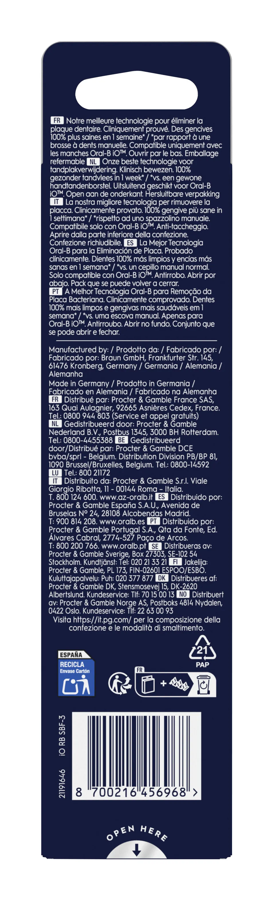 Oral-B iO Gentle Care 3 kpl -vaihtoharjasp&auml;&auml;t, Musta