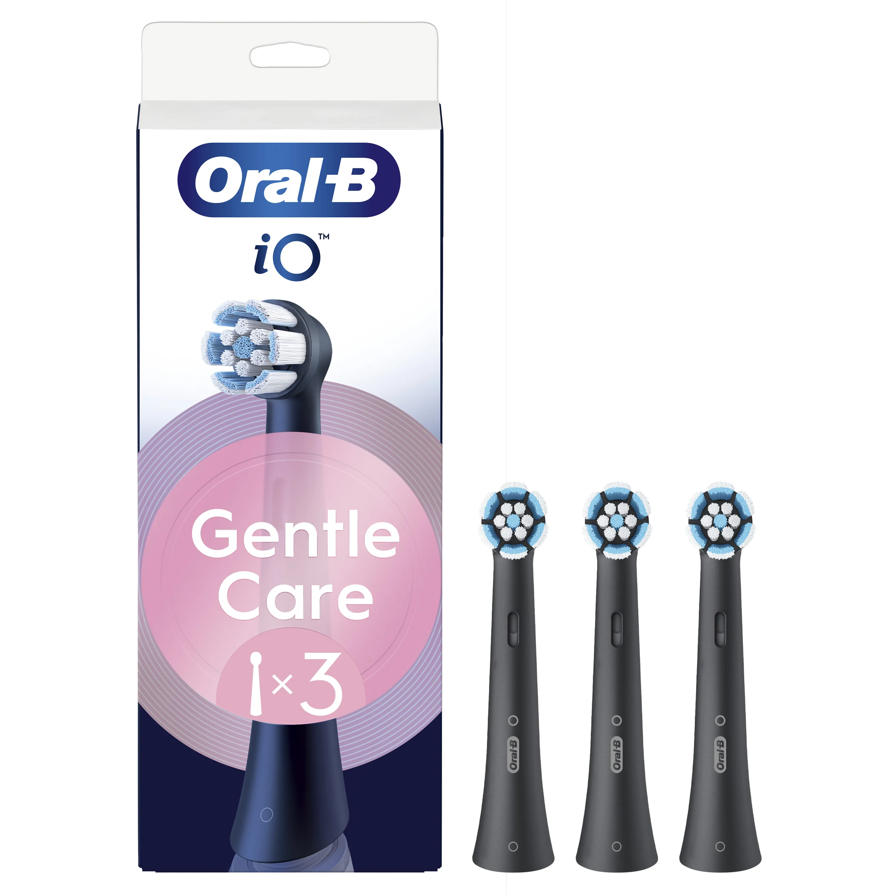 Oral-B iO Gentle Care 3 kpl -vaihtoharjasp&auml;&auml;t, Musta