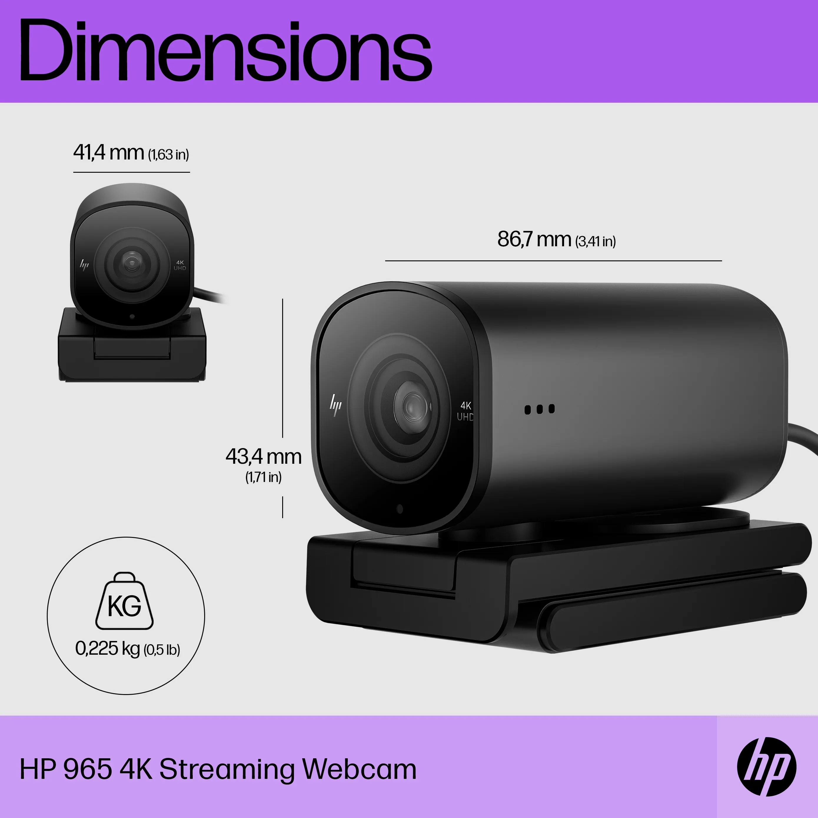 HP 965 4K Streaming - webcam, black