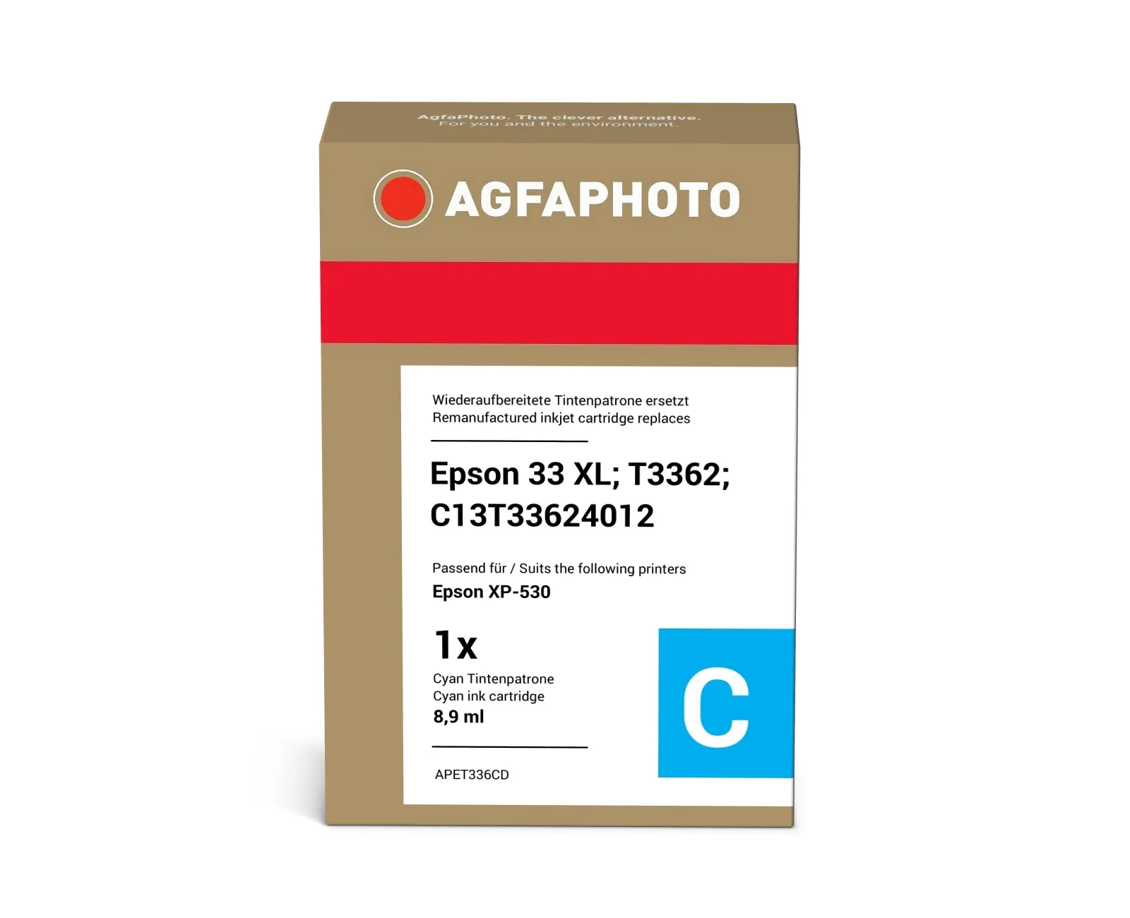 AgfaPhoto APET336CD XL -mustekasetti, 13 ml, cyan