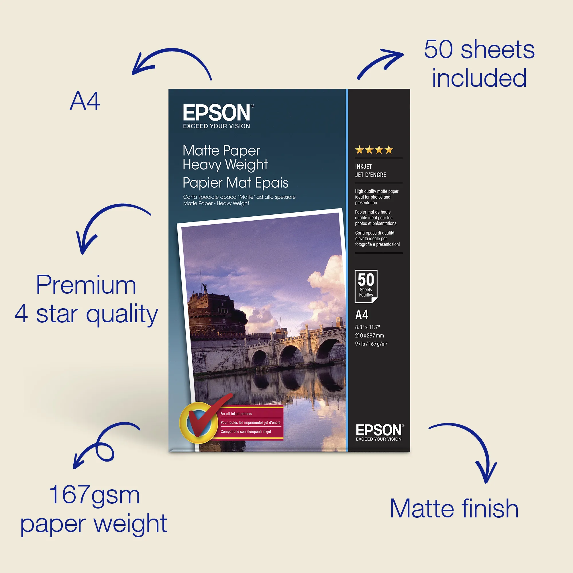 EPSON paper matt heavyweight A4 50sh Schweres paper matt A4 167g/m