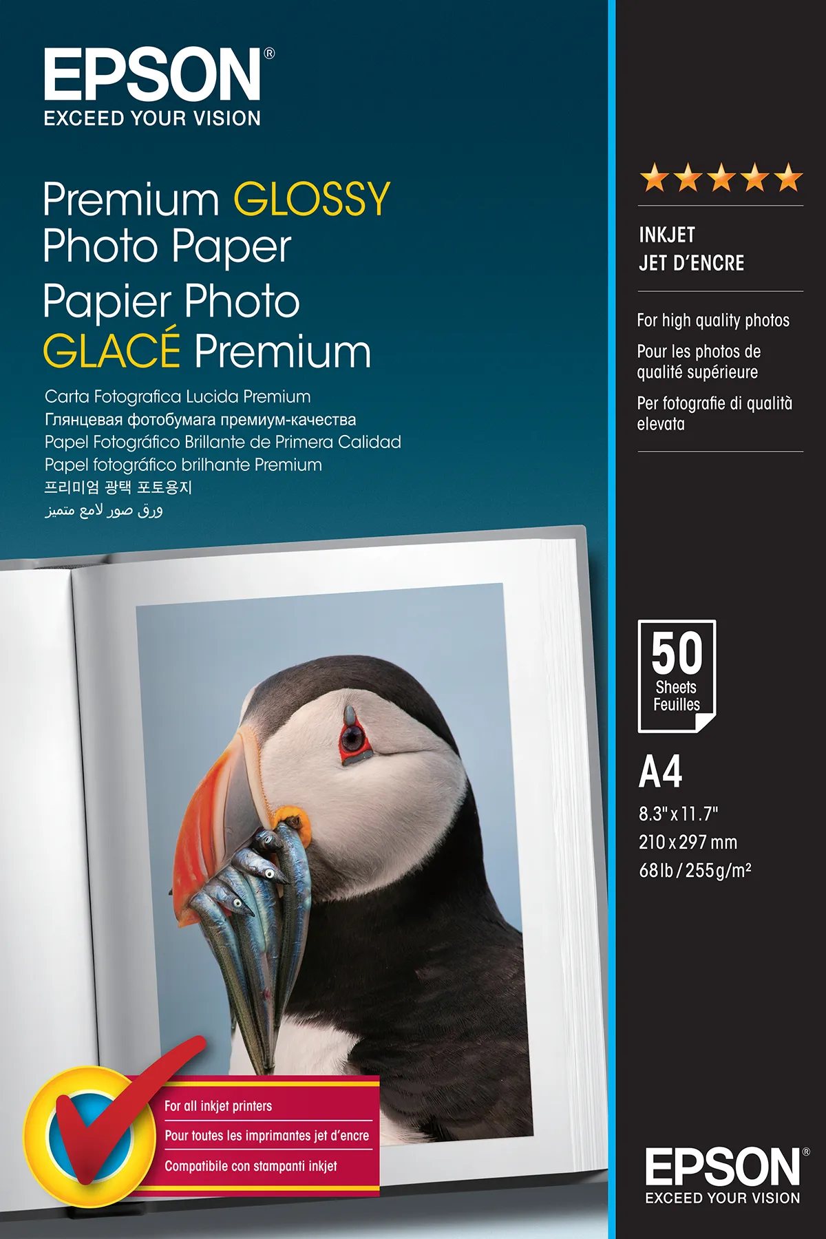 EPSON GLOSSY PHOTO PAPER, A4, 255G, 50