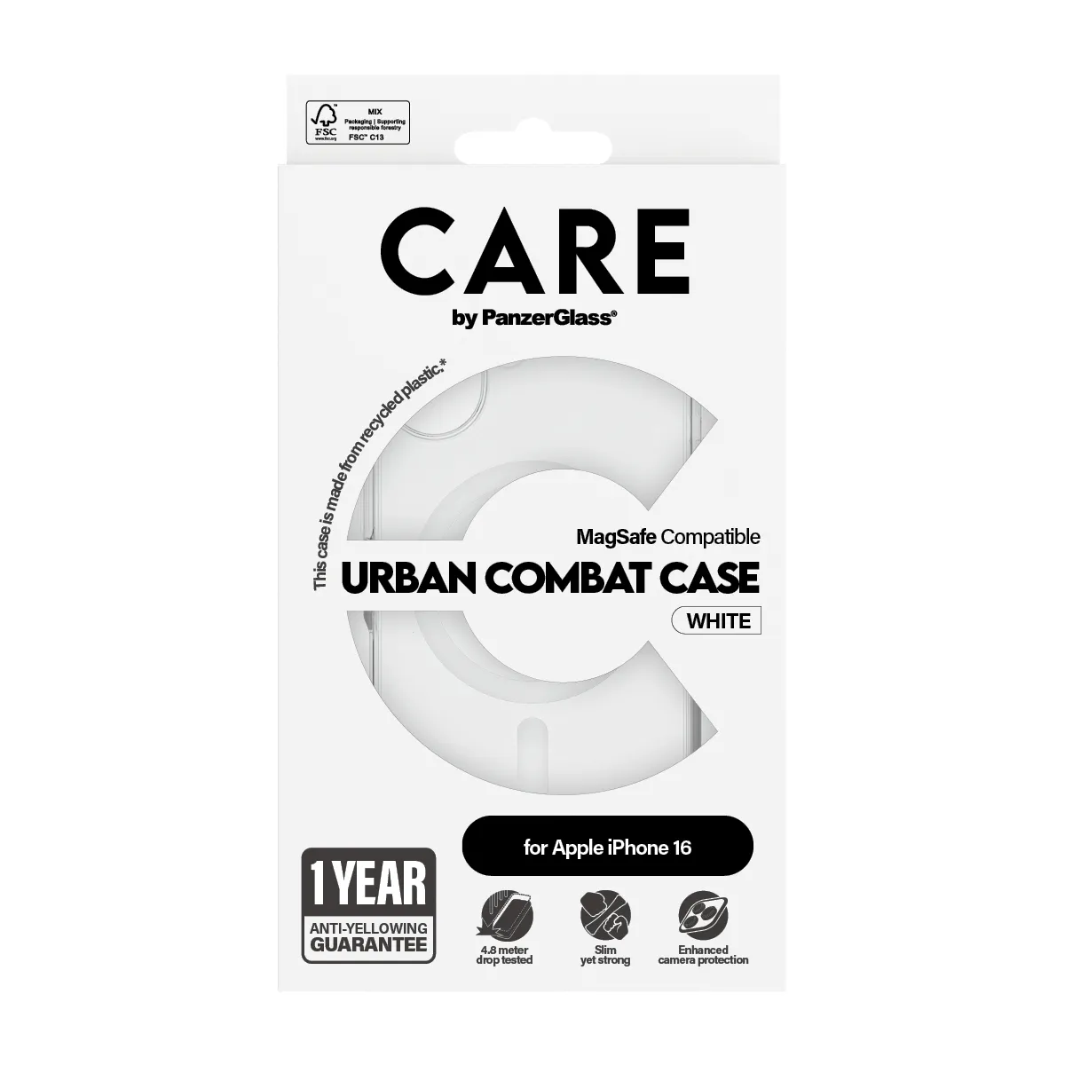 Care by PanzerGlass iPhone 16 MagSafe Urban Combat skal, Vit