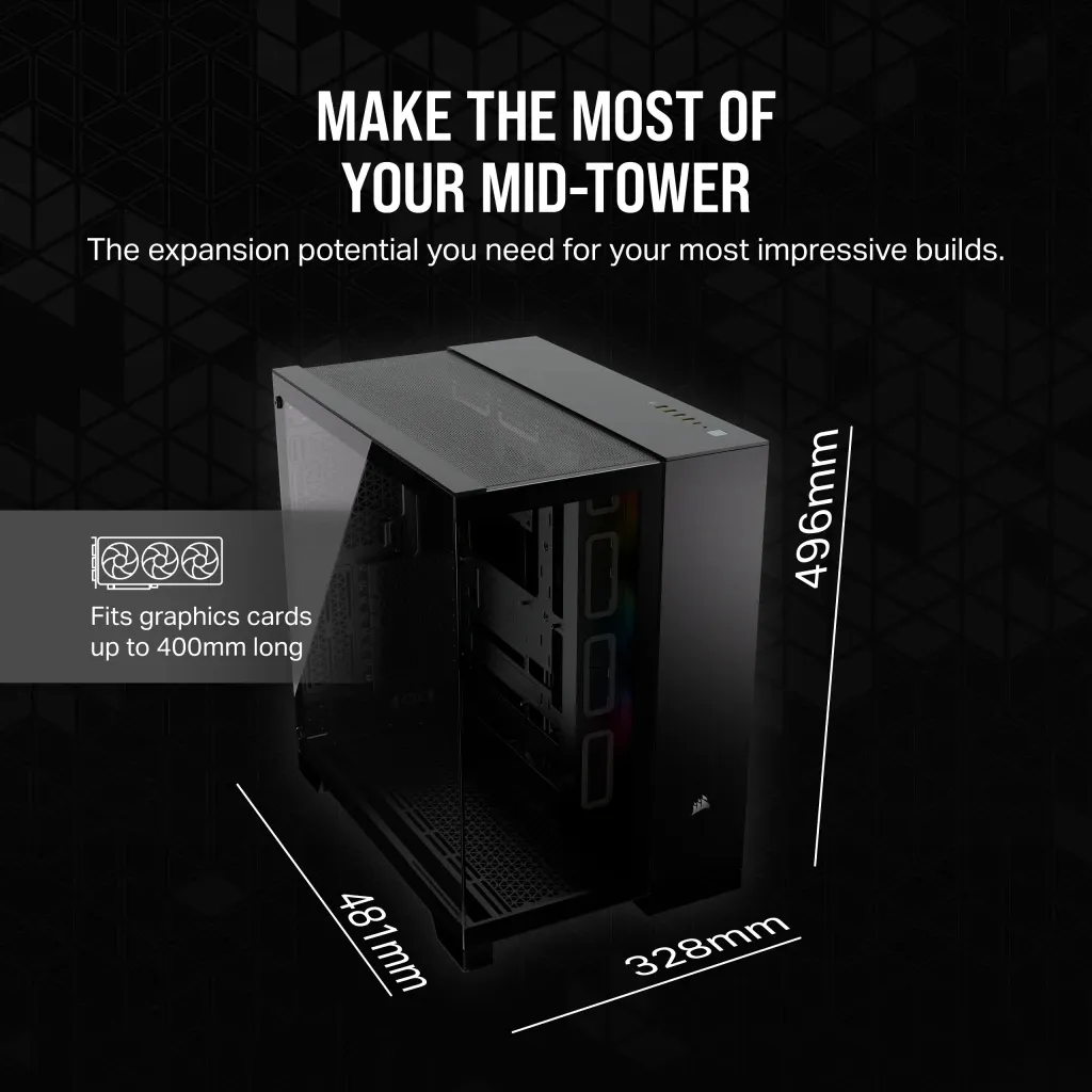 Corsair iCUE LINK 6500X RGB Tempered Glass - miditower, window, black