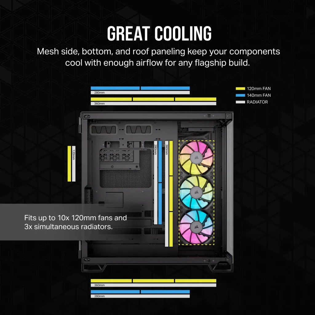 Corsair iCUE LINK 6500X RGB Tempered Glass - miditower, window, black