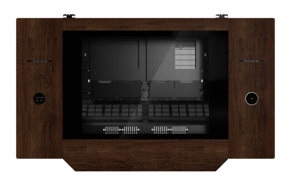 Lian Li DK07-WD Wood Edition Desktop Case with window, Walnut/Black