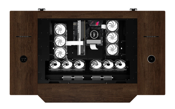Lian Li DK07-WD Wood Edition Desktop Case with window, Walnut/Black
