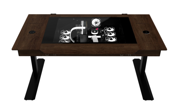 Lian Li DK07-WD Wood Edition desktop-chassi med f&ouml;nster, valn&ouml;t/svart