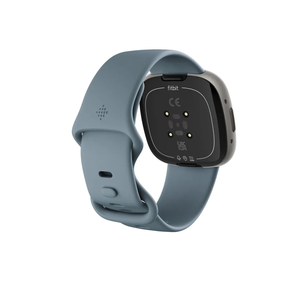 Fitbit Versa 4 -&auml;lykello, Waterfall Blue/Platin